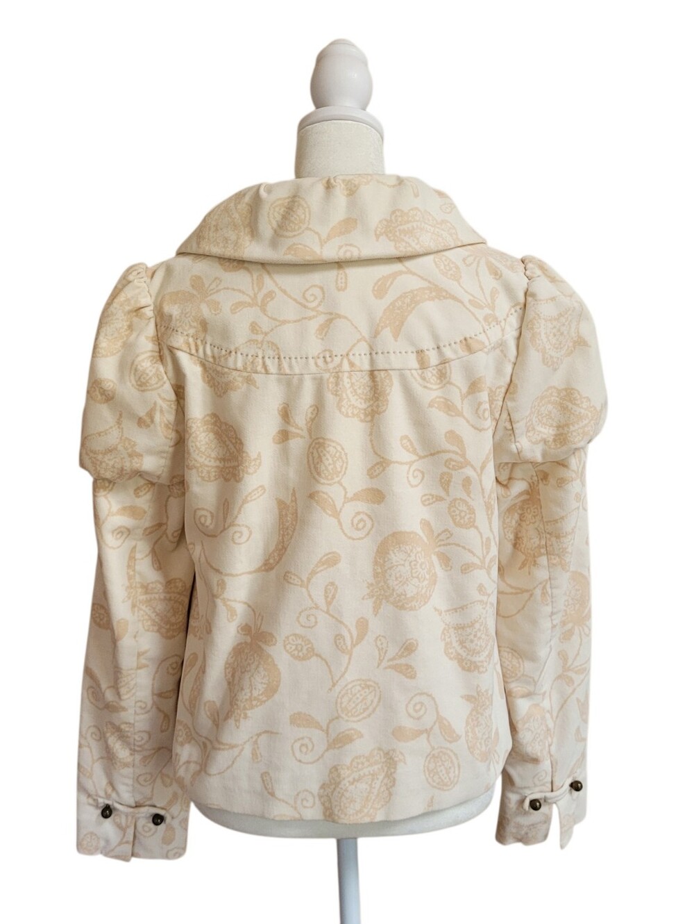 Anthropologie Elevenses Cream Latte Art Jacket Artsy Boho Size 4 - Picture 4 of 9
